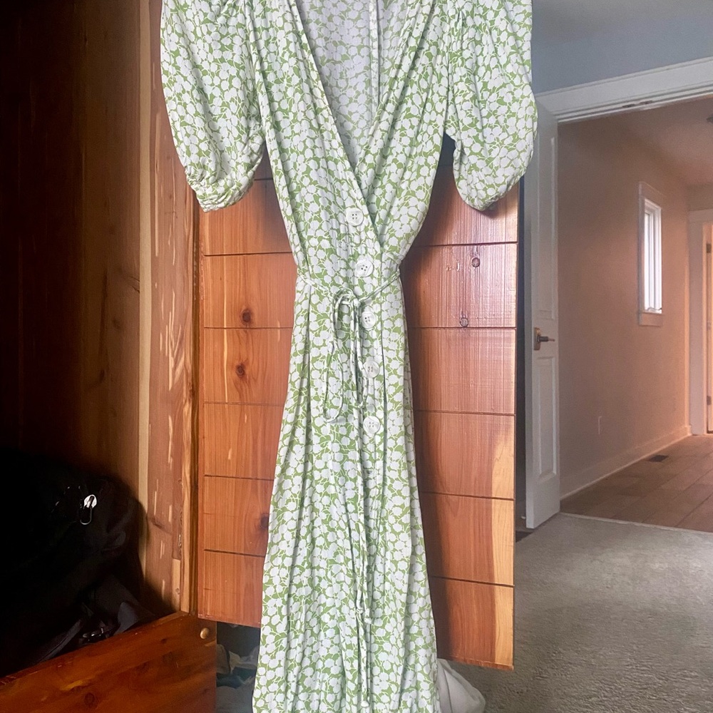 Floral Green Wrap Dress